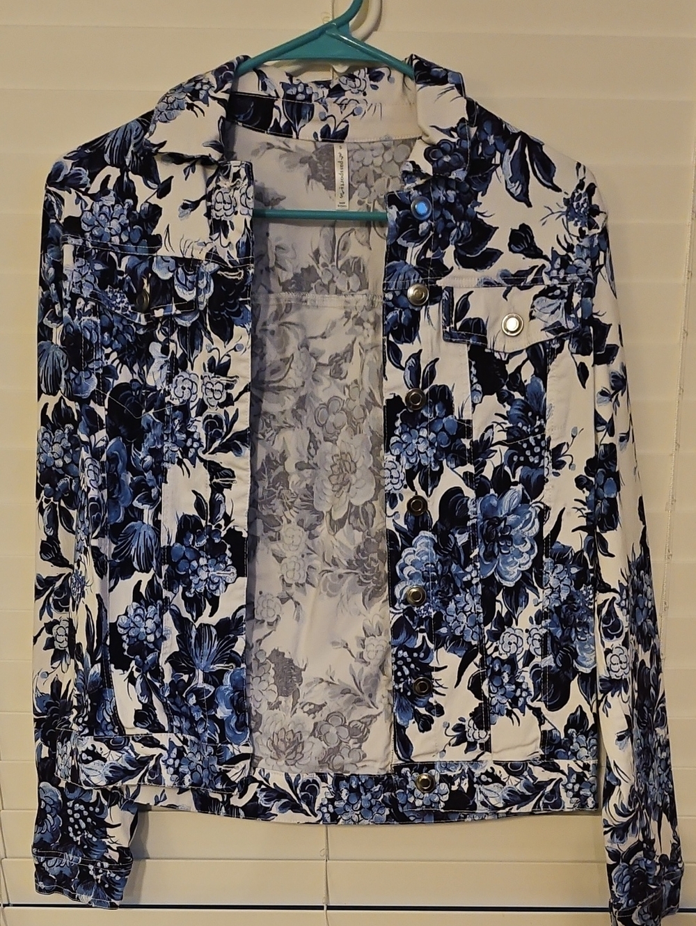Passport Blue and White Floral Jean Jacket